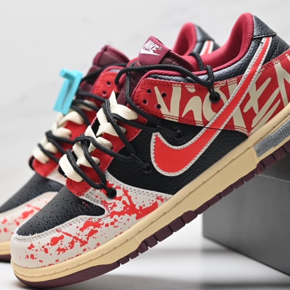 Nike DUNK LOW RETRO Buckle Basket Series Destruction Drawstring RETRO LOW-Top Casual กีฬารองเท้าสเก็ตบอร์ด