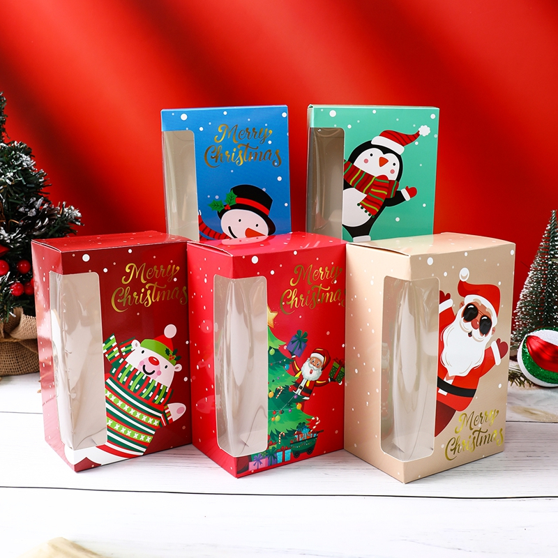 6 ชิ้นคริสต์มาส Snowman กล่องคุกกี้ Santa Claus Elk ของขวัญให้คริสต์มาสเบเกอรี่กล่องขนมหน้าต่างตกแต่งคริสต์มาสแจกปีใหม่ตกแต่ง 2025 Party Sup