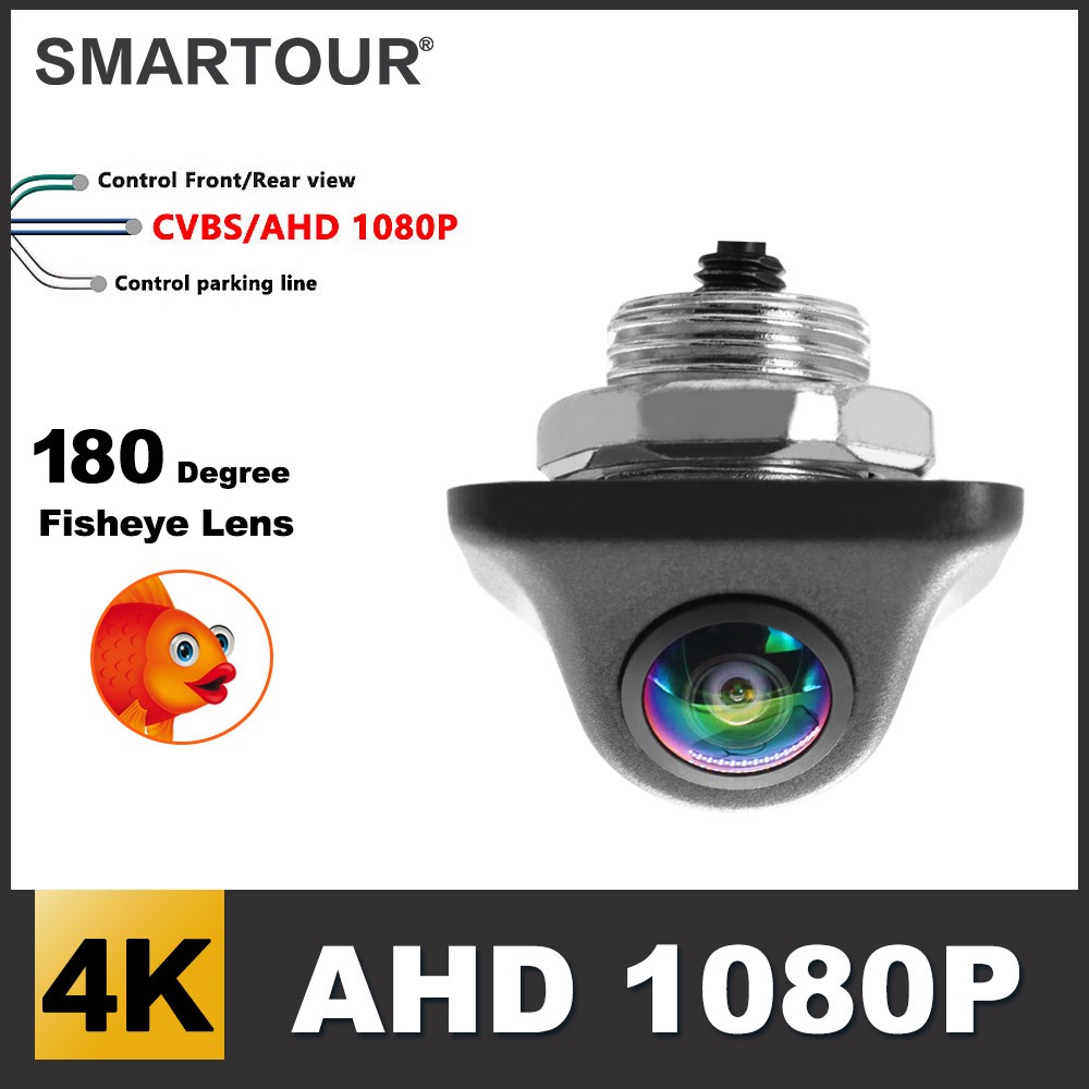 Smartour 1080P รถ AHD กล้องถอยหลัง 180° เลนส์แองเจิลแบบปรับได้ Night Vision AHD Universal Vehicle มุมมองด้านหลัง 1920*1080