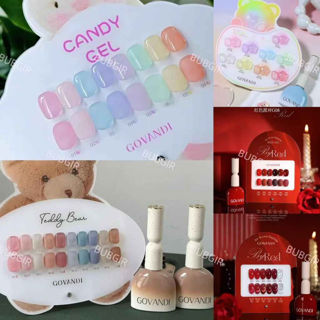 พร้อมส่ง สีเจล GOVANDI (6-10สี)สีเจลไซรัป โทนพาสเทล รุ่น แถม ชาร์ท์สี สีเจลเซ็ตสีแดง สีเจลกลิซเตอร์