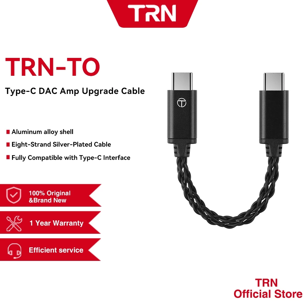 Trn TO Typr-C DAC Amp อัพเกรดสายเคเบิลสายเคเบิลสายเคเบิลที่แปดมาตรฐานฟังก์ชั่นไมโครโฟน