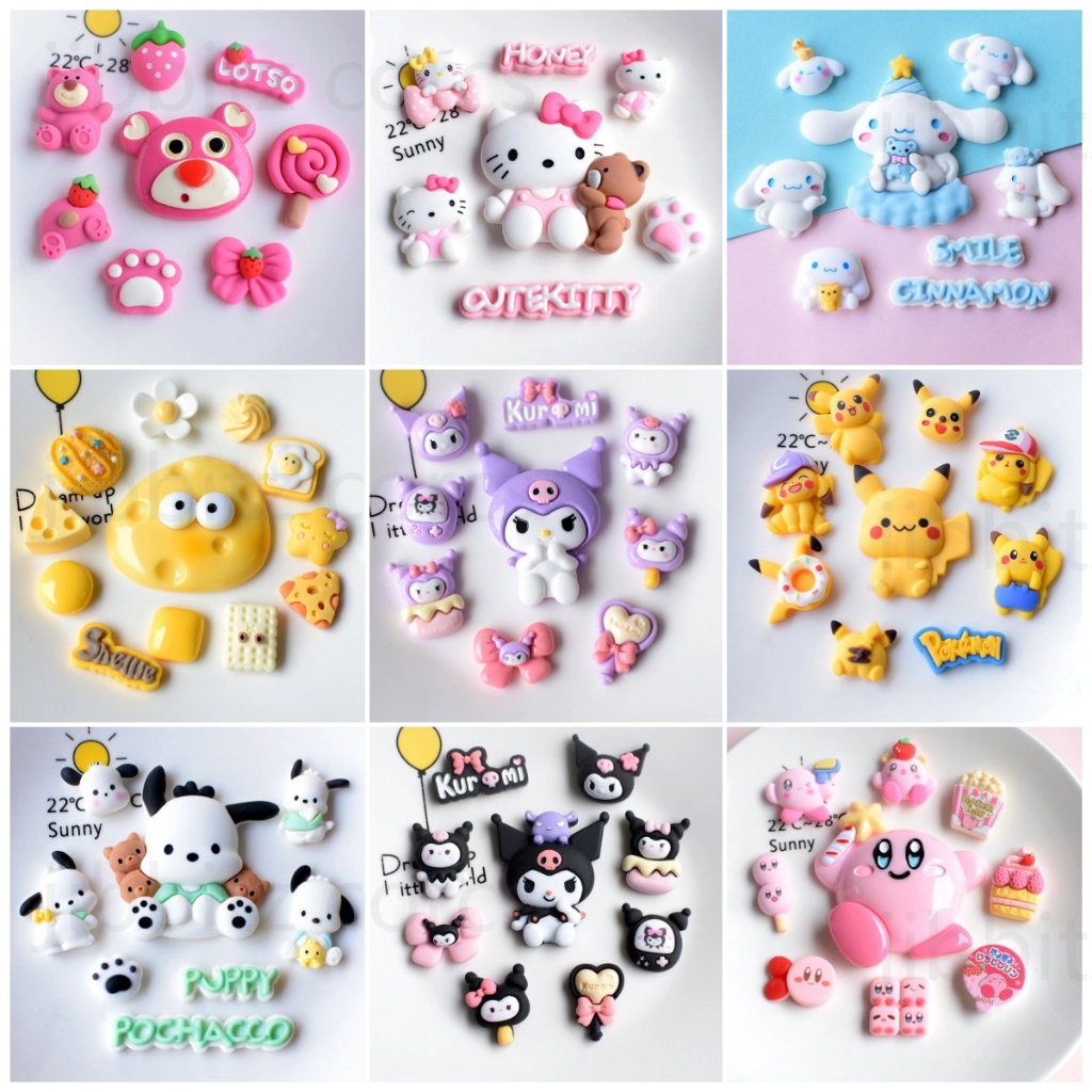 รองเท้า Cross jibbicz Charm Kuromi/Hello Kitty/Strawberry Bear/Pikachu รองเท้าแตะผู้ชายและผู้หญิง DIY อุปกรณ์เสริมรองเท้าหลากหลายชุดให้เลือก