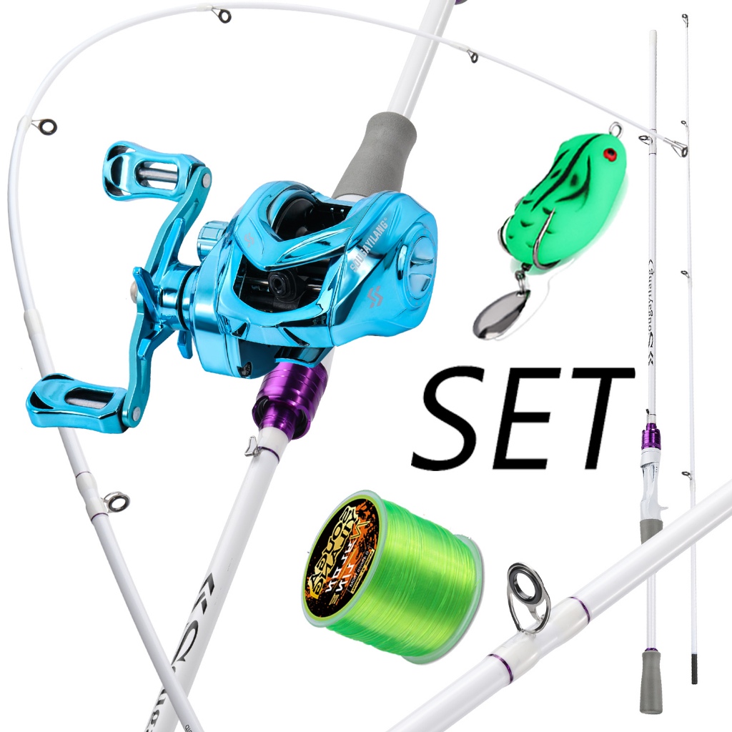 Sougayilang 2 ส่วน Carbon Fishing Rod Reel ชุด 1.8 M/5.9FT ตกปลา Baitcasting Rod 7.2:1 อัตราทดเกียร์ลากสูงสุด 15 กก.
