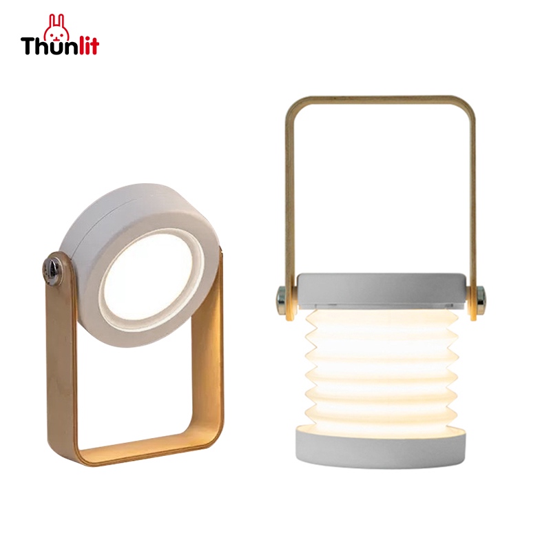 Thunlit โคมไฟ All-in-one ที่ไม่ซ้ํากันโคมไฟตั้งโต๊ะพับของขวัญบ้านบรรยากาศ Night Light USB ชาร์จหรี่แสงได้