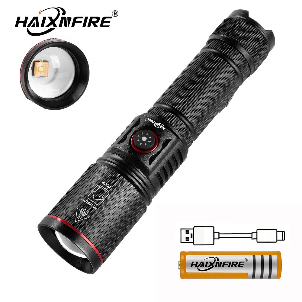 Haixnfire H50 ไฟฉายซูมกําลังสูงแสงที่แข็งแกร่ง Type-C ชาร์จไฟตั้งแคมป์กลางแจ้ง