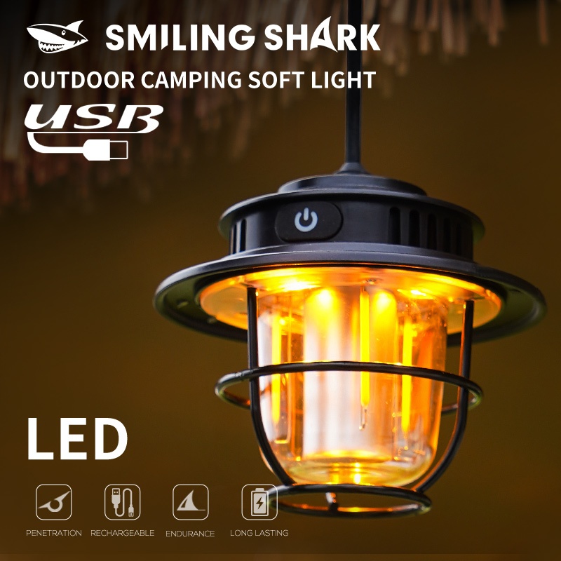 SmilingShakr LY8267 ไฟแคมป์ปิ้ง แสงสีขาว/โทนอุ่น ด้วยการออกแบบตะขอ ไฟเต็นท์ การหรี่แสงแบบไม่มีขั้นตอน โคมไฟตั้งแคมป์ 4 โหมด Type-C ชาร์จใหม่ได้ กันน้ำสำหรับตั้งแคมป์เดินป่าในครัวเรือน