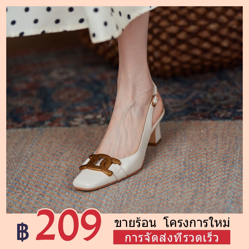 <48 ชั่วโมง การจัดส่ง> รองเท้าแต่งงาน รองเท ้ าแตะส ้ นสูงผู ้ หญิงแฟชั ่ นสแควร ์ Toe รองเท ้ าเดี ่ ยว