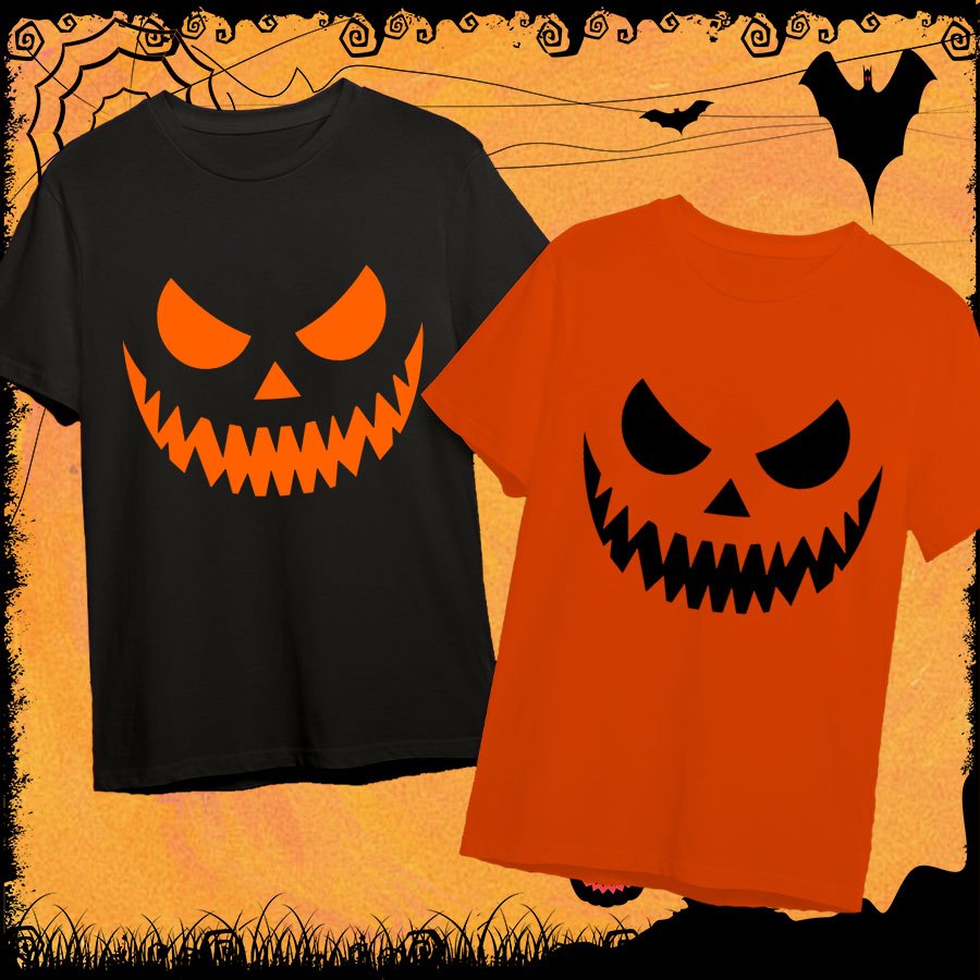 (พร้อมส่ง) ใหม่ เสื้อ Halloween Pumpkin Face T-shirt ชุดฮาโลวีน ผ้าฝ้ายแท้ 100% ราคาถูก แบบ Unisex P