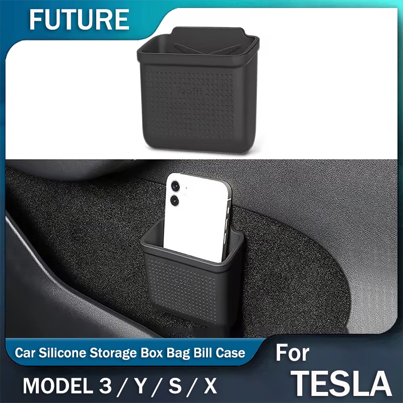 กล่องเก็บของซิลิโคนสำหรับ Tesla Model Y Juniper/ Tesla Model 3 Highland กระเป๋าใส่ธนบัตรภายใน อุปกรณ์ตกแต่งภายในรถยนต์ ชิ้นส่วนรถยนต์