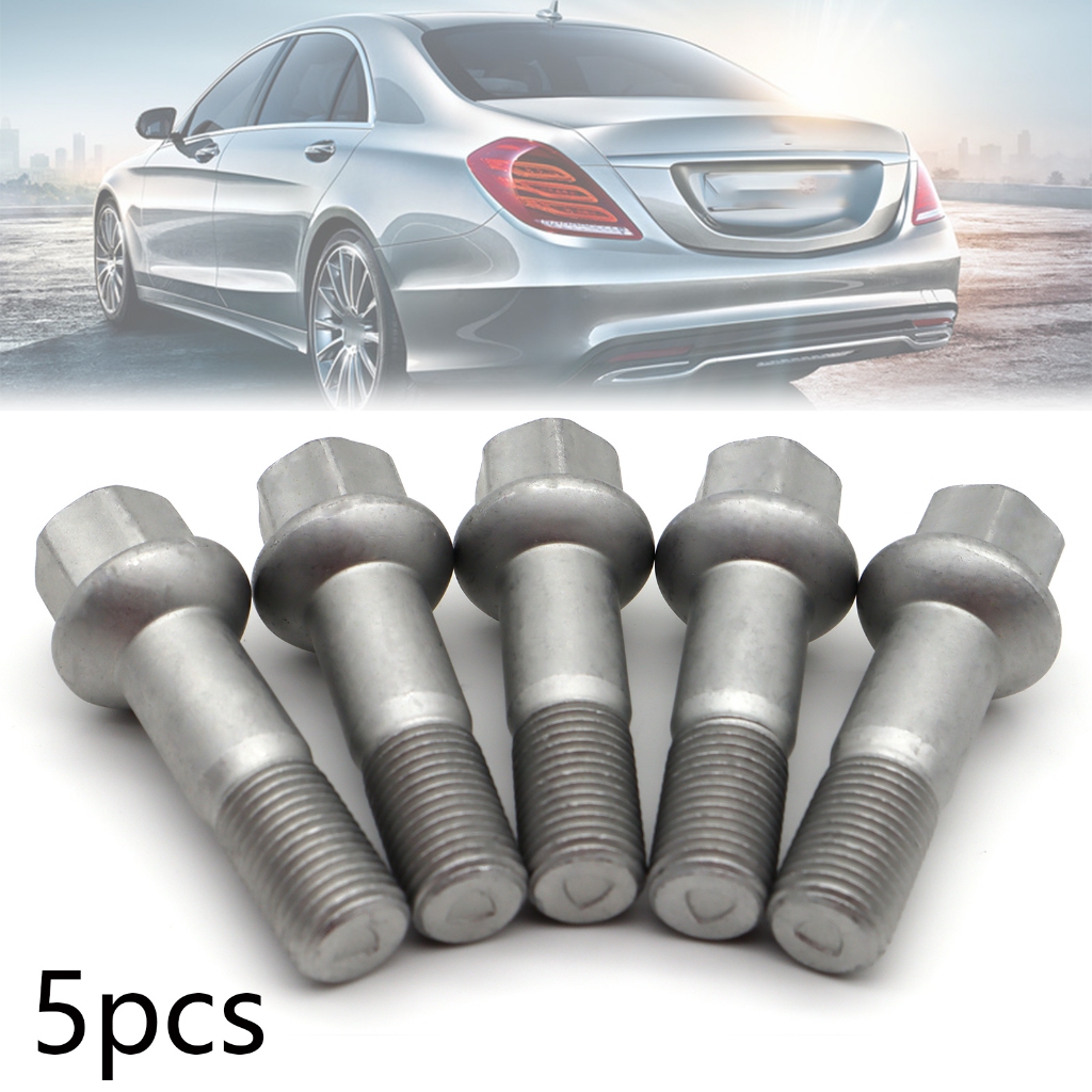 5pcs Mercedes-Benz เหล็กรถล้อ Lug Bolts Nut สกรูอะไหล่ M14 X1.5 W220 W204 W164 W251 ML550 S500 GLK350 S550 W140 C215 W463