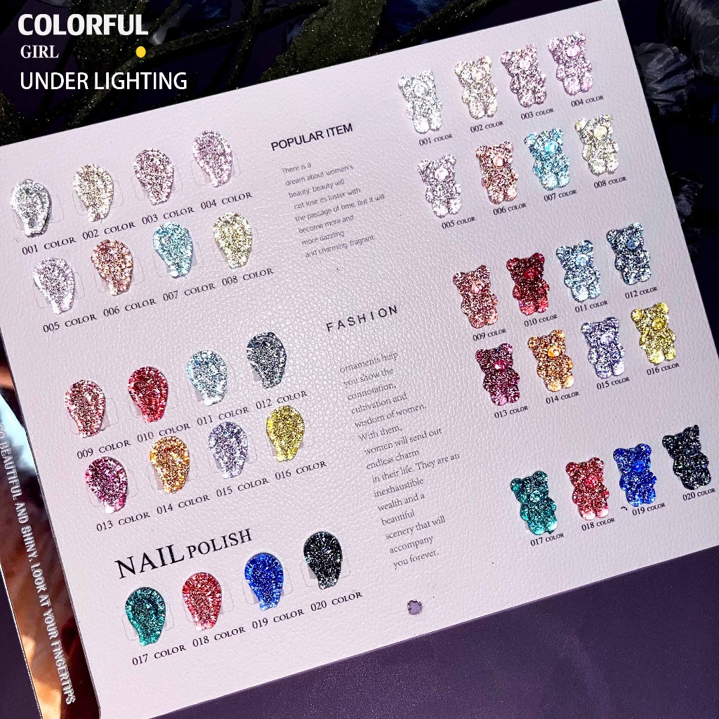 【พร้อมส่ง】XUANFEIER สีเจลแฟลช 20 สี สีเจลทาเล็บ สี แถม ชาร์ทสี ยาทาเล็บเจล