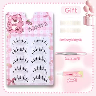 Abpopa M09 ขนตาปลอมปีศาจน้อย (ของแถม :กาว+แหนบ+เทปตาสองชั้น) Transparent Soft C Curly 5 คู่