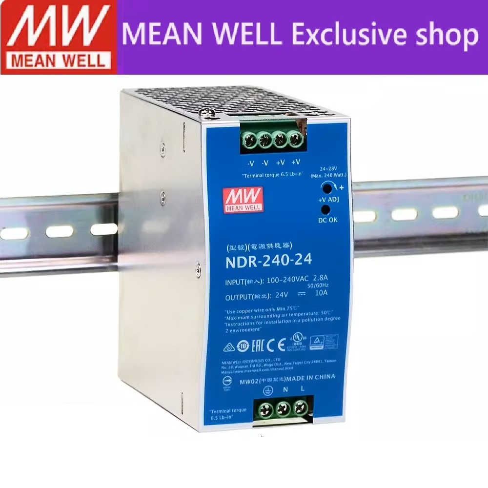 MEAN WELL NDR-240 NDR-240-24 NDR-240-48 240 เอาต์พุตเดี่ยวอุตสาหกรรม DIN RAIL Switching power supply