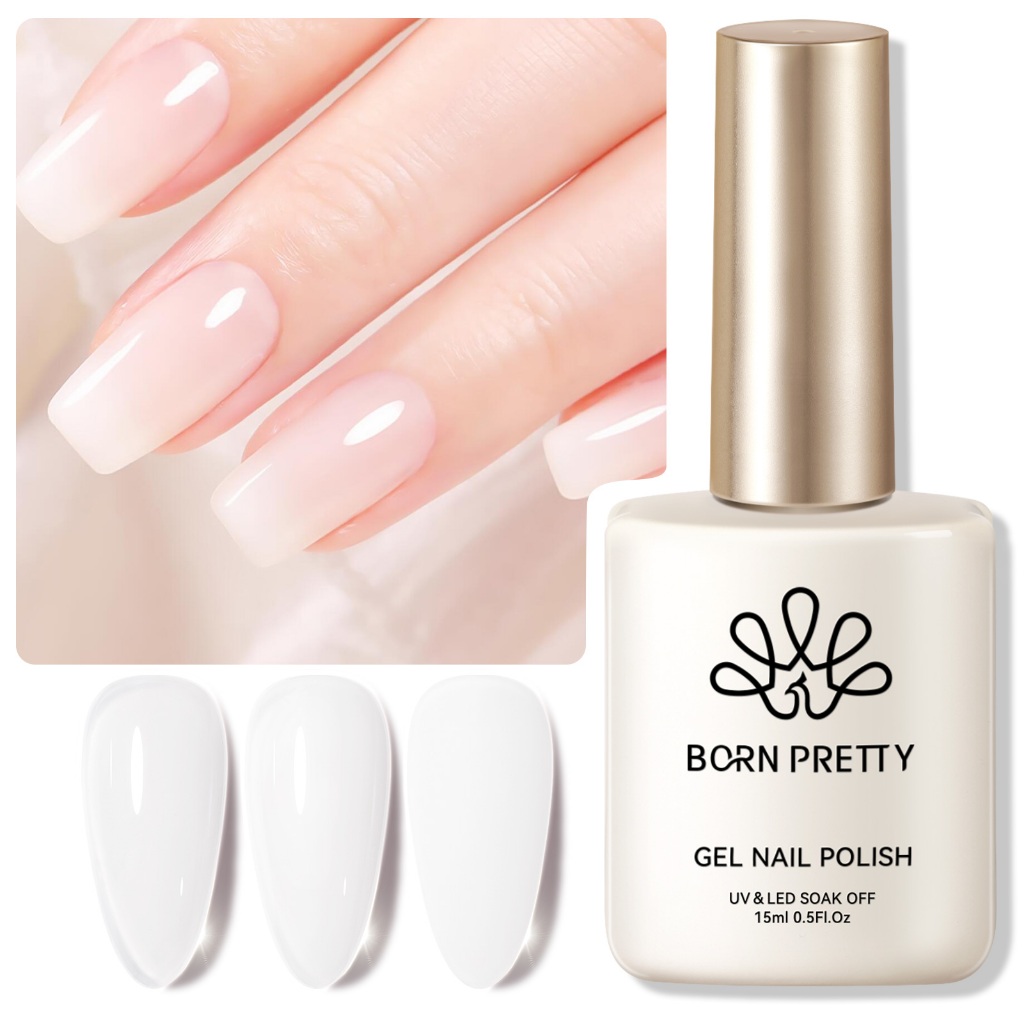 BORN PRETTY Milky White Series Gel Polish สีสัน UV Nail Art Gel สีชมพูเจลยาทาเล็บ