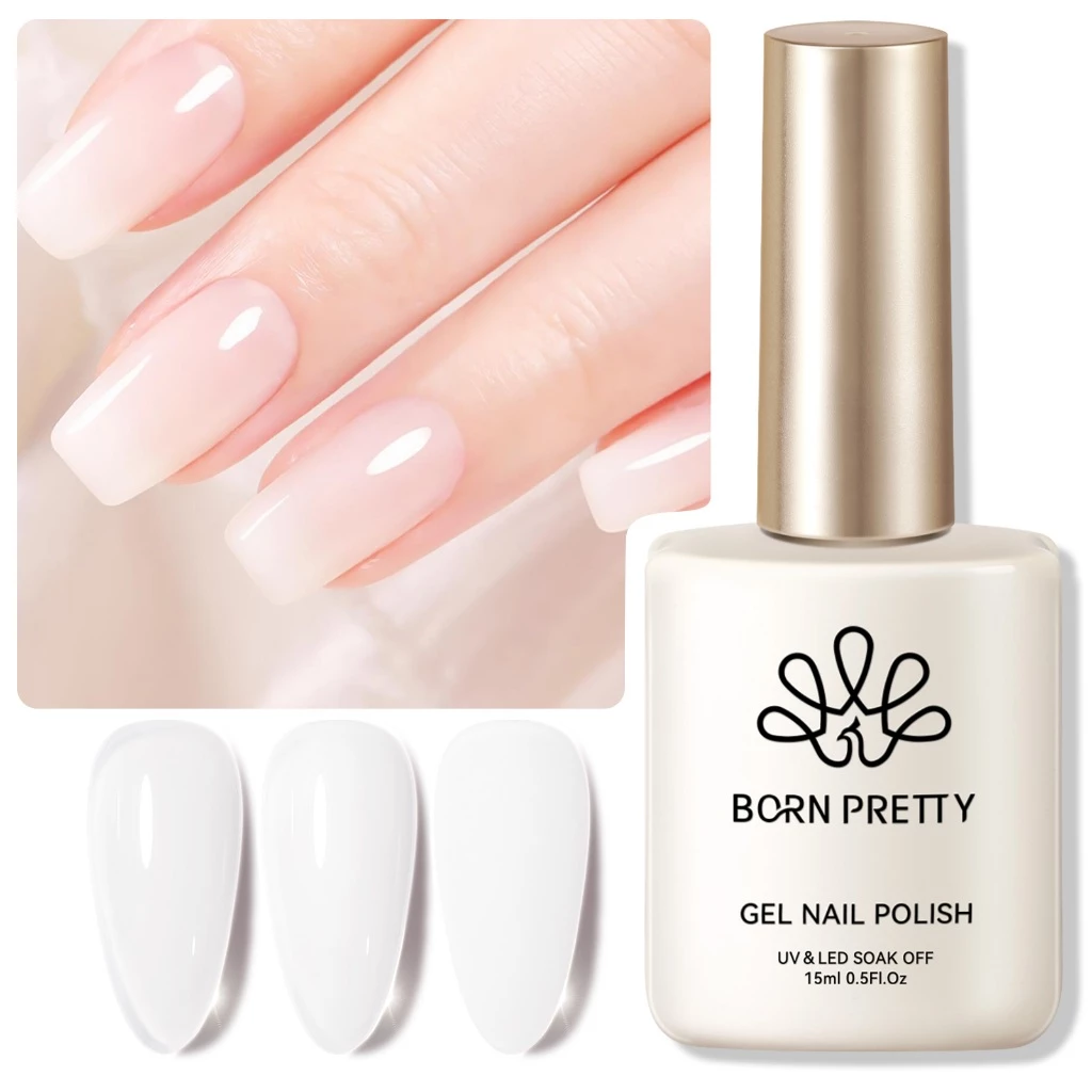 BORN PRETTY Milky White Series Gel Polish สีสัน UV Nail Art Gel สีชมพูเจลยาทาเล็บ