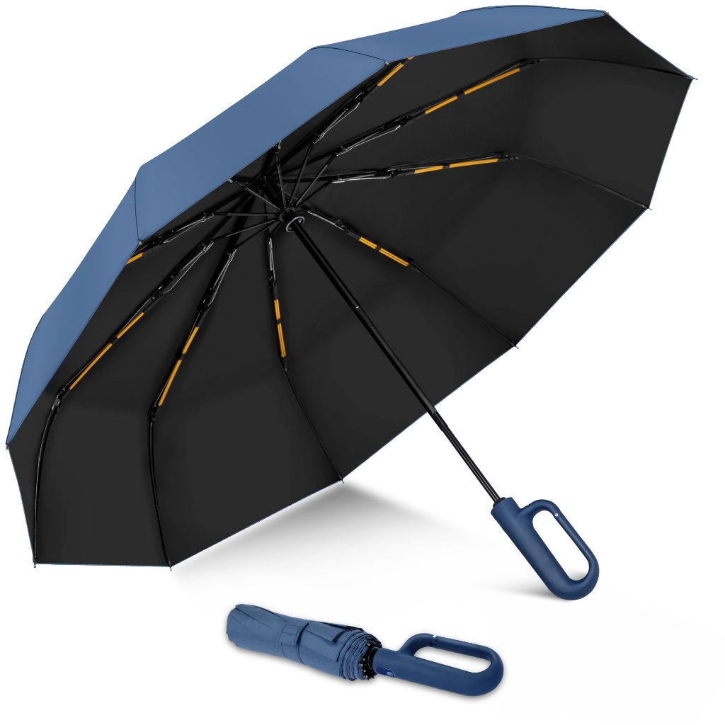 Zomake ร่มอัตโนมัติหัวเข็มขัดกลางแจ้งแบบพกพาพับร่มชาย Rain หรือ Rain Dual-use ร่มขนาดใหญ่พื้นผิวลมแรง