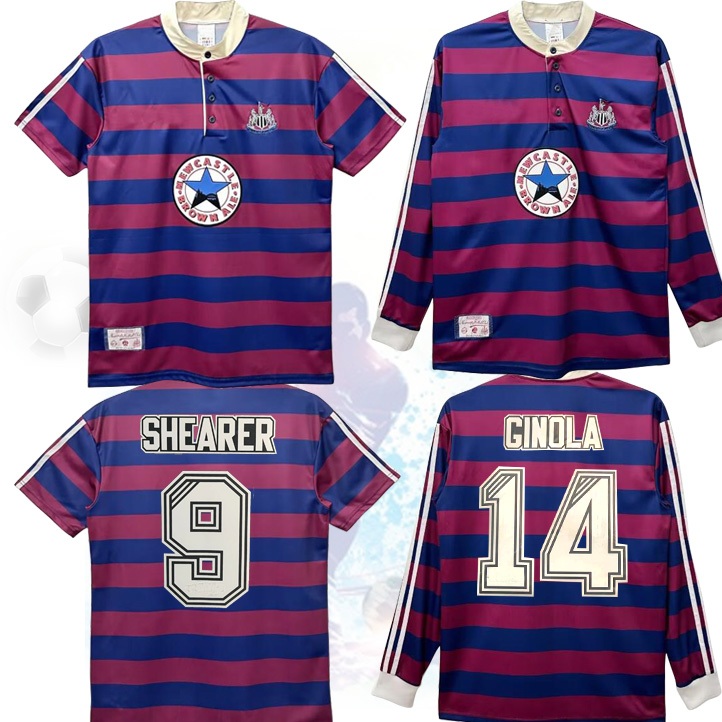 9567 นิวคาสเซิล เบอร์ 9 เสื้อ Hiller Home and Away No. 14 Ginola เสื้อฟุตบอลแขนสั้น เสื้อทีมแขนยาว