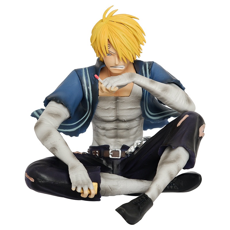 12 ซม.อะนิเมะ One Piece รูป Battle Damage Vinsmoke Sanji นั่งตําแหน่ง Bath Fire Series PVC ตัวเลขการกระทําตุ๊กตาของเล่นของขวัญ
