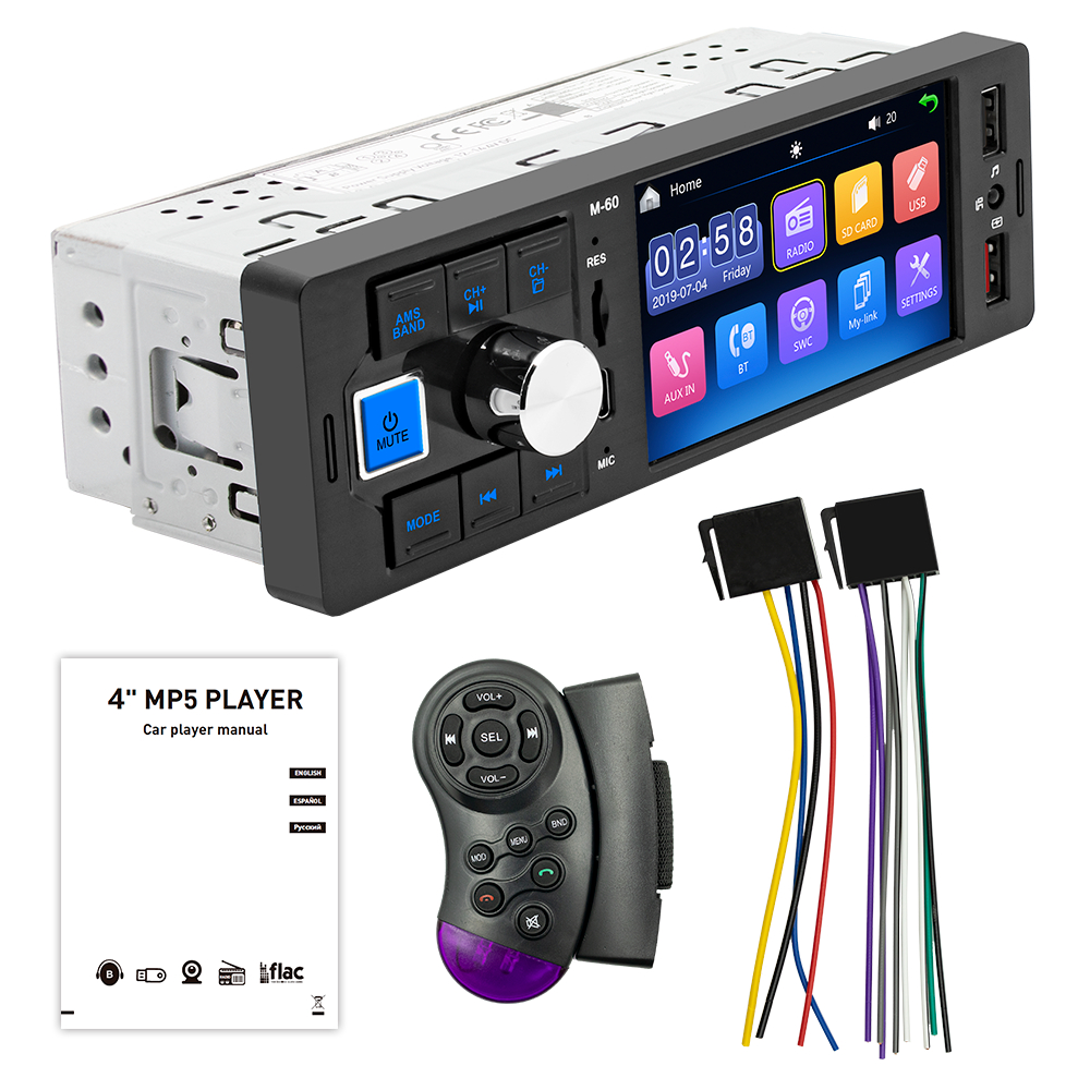 M-60 MP5 รถ infotainment คอนโซลกลาง/หน้าจอสัมผัส 4 นิ้ว/Type-C/FM/USB/บลูทูธ/universal รถ infotainment
