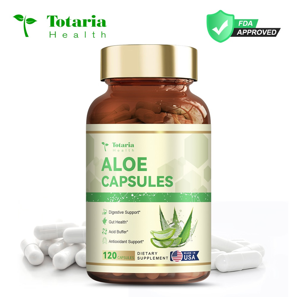 Totaria Organic Aloe Vera Capsules Constipation Laxative Support Better Digestiveon and Help Balance กระเพาะอาหารระดับกรดทําความสะอาดและล้างพิษที่ครอบคลุม