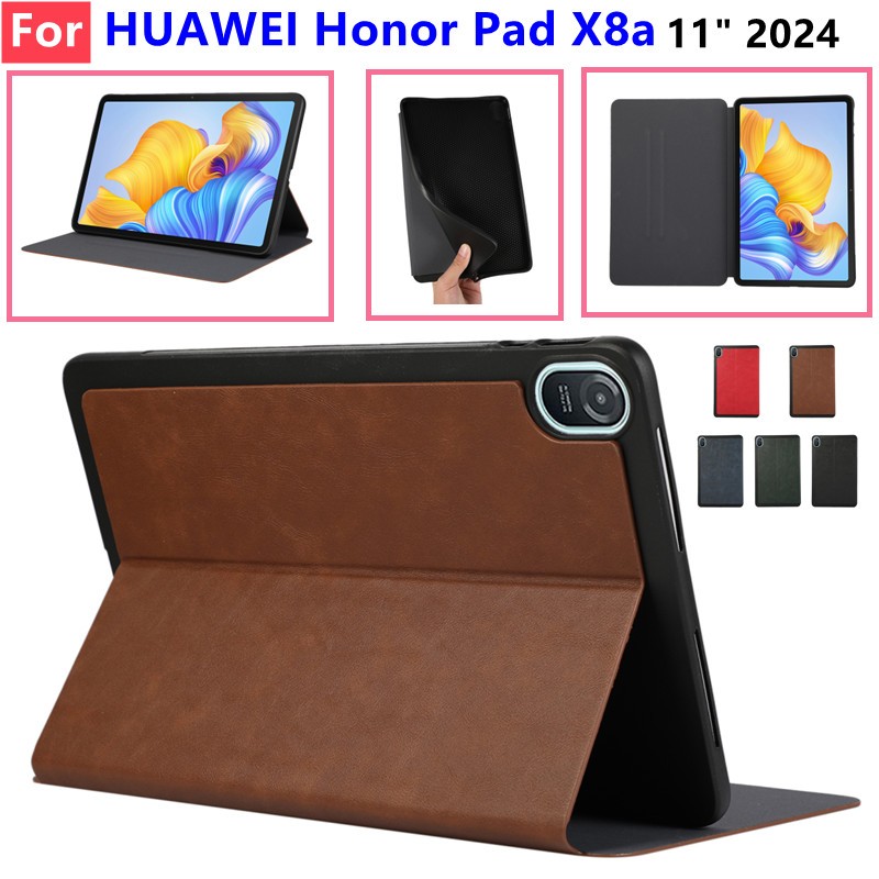 สําหรับ HUAWEI Honor Pad X8A X8A 2024 กรณีแท็บเล็ต 11 "แฟชั่นสไตล์ PU หนังขาตั้งฝาครอบ
