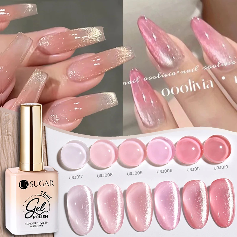 Ur SUGAR 15ml สีขาวสดใสแมวแม่เหล็กเจลสีเจลยาทาเล็บ Galactic Effect Moonlight เจลแม่เหล็กคริสตัลเจลโปแลนด์