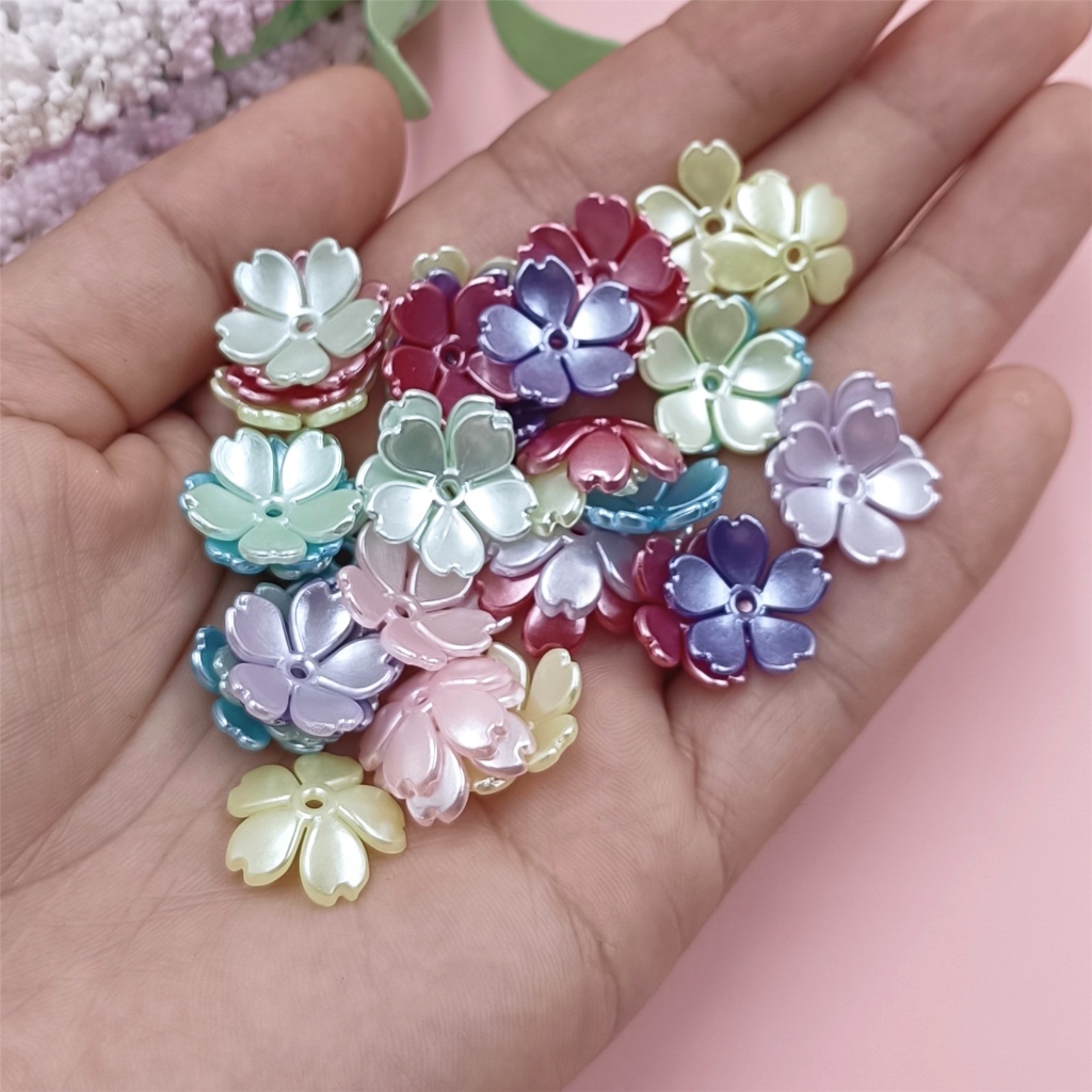 ลูกปัดอะคริลิค รูปดอกไม้ ดอกซากุระ สําหรับทําเครื่องประดับ DIY จํานวน 40 ชิ้น