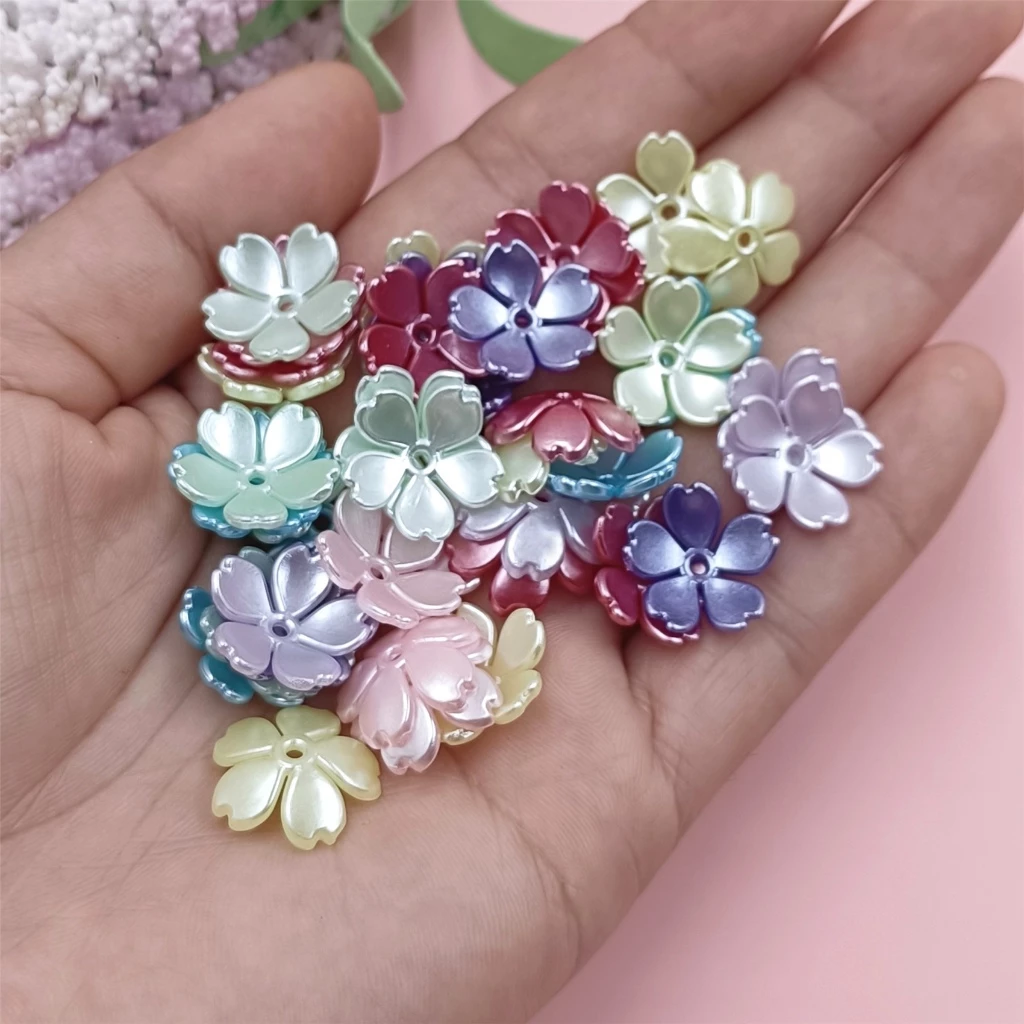 ลูกปัดอะคริลิค รูปดอกไม้ ดอกซากุระ สําหรับทําเครื่องประดับ DIY จํานวน 40 ชิ้น