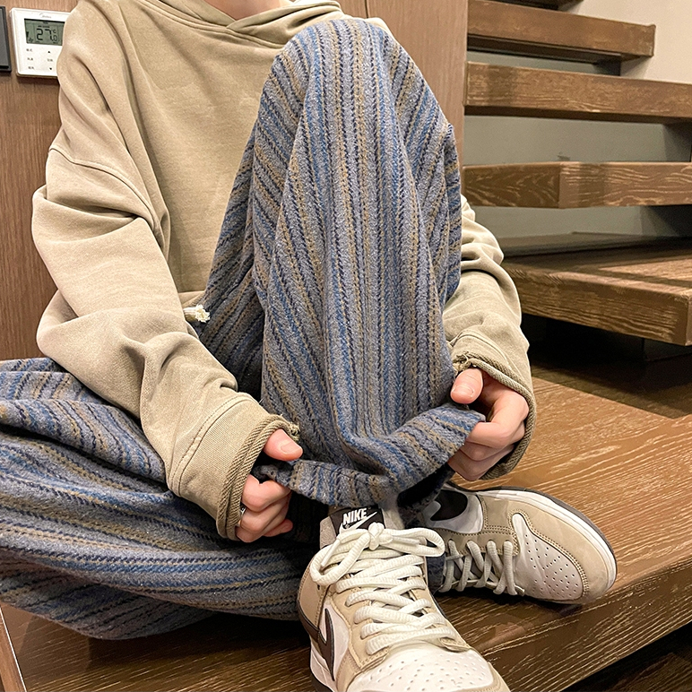 Asrv ฤดูใบไม้ร่วงอเมริกันผู้ชายและผู้หญิงกางเกงลําลองตรงเมยาร์ดสีเดรปกางเกงลาย