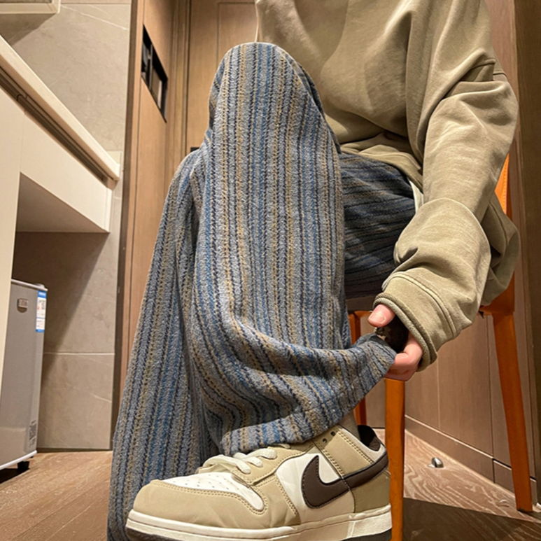 Asrv ฤดูใบไม้ร่วงอเมริกันผู้ชายและผู้หญิงกางเกงลําลองตรงเมยาร์ดสีเดรปกางเกงลาย