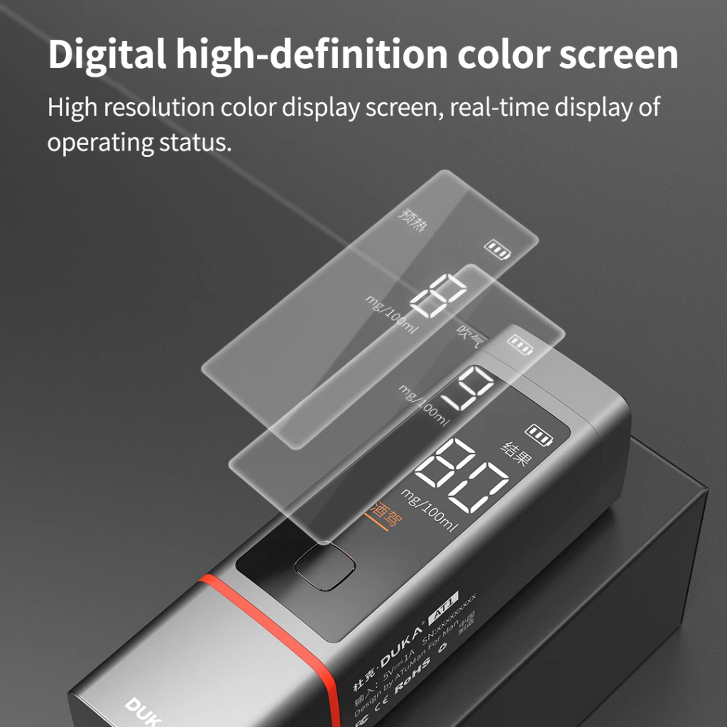 Duka AT1 เครื่องทดสอบแอลกอฮอล์แบบชาร์จ Contactless Blowing สามารถตรวจจับได้อย่างต่อเนื่อง Fast & ที่แม่นยํา - รูปที่ 5