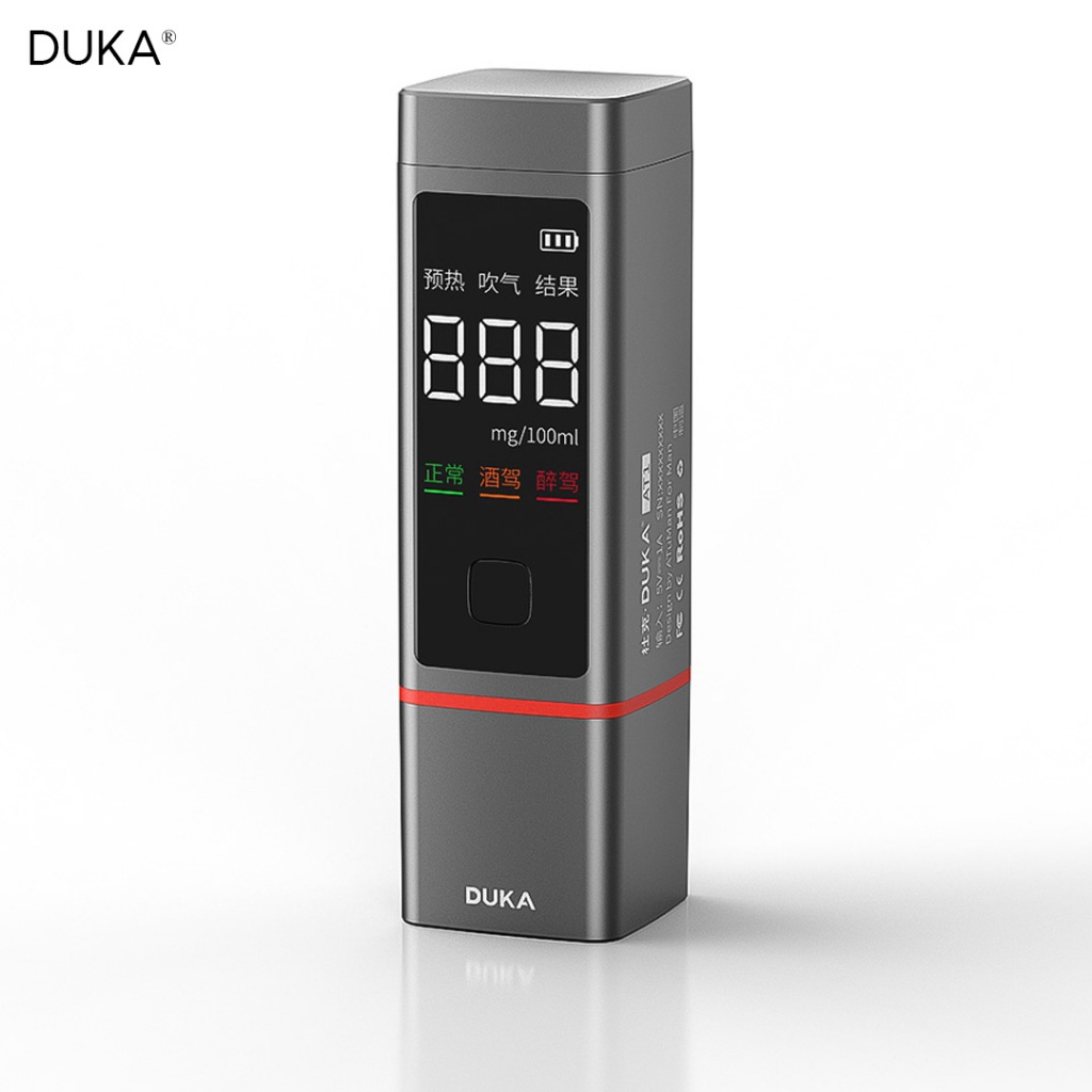 Duka AT1 เครื่องทดสอบแอลกอฮอล์แบบชาร์จ Contactless Blowing สามารถตรวจจับได้อย่างต่อเนื่อง Fast & ที่แม่นยํา