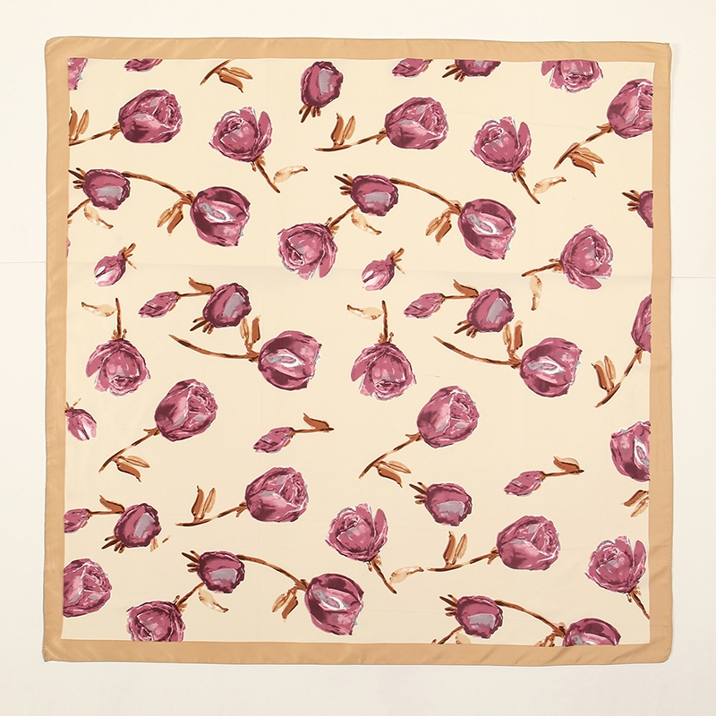 Lovosme 90*90 ซม.Rose Twill ผ้าไหมผ้าพันคอ Bawal พิมพ์ Hijab Bandana ผู้หญิงผมกระเป๋าตกแต่งผ้าพันคอคอ - รูปที่ 7