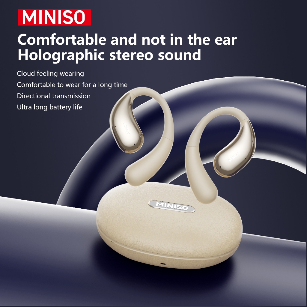 Miniso X69 OWS หูฟังไร้สายบลูทูธ 5.4 TWS 3D ชุดหูฟังสเตอริโอลดเสียงรบกวน Hifi เพลง IPX4 หูฟังกีฬากัน