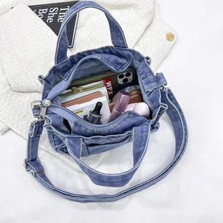【จัดส่งจากประเทศไทย】🌼พร้อมส่ง🌼 2024 สไตล์ใหม่เกาหลีผ้าใบกระเป๋าสะพายลําลองผ้ายีนส์ญี่ปุ่นมัลติฟังก์ชั่สุภาพสตรีสไตล์ลําลองสุภาพสตรีกระเป๋าสะพา