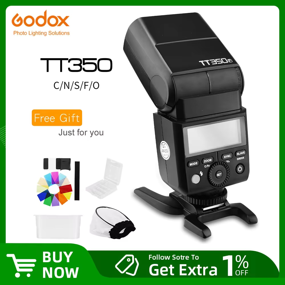 Godox TT350C TT350N TT350S TT350F TT350F TT350O แฟลช 2.4G HSS TTL ไร้สาย Speedlite แฟลชสําหรับ Sony 