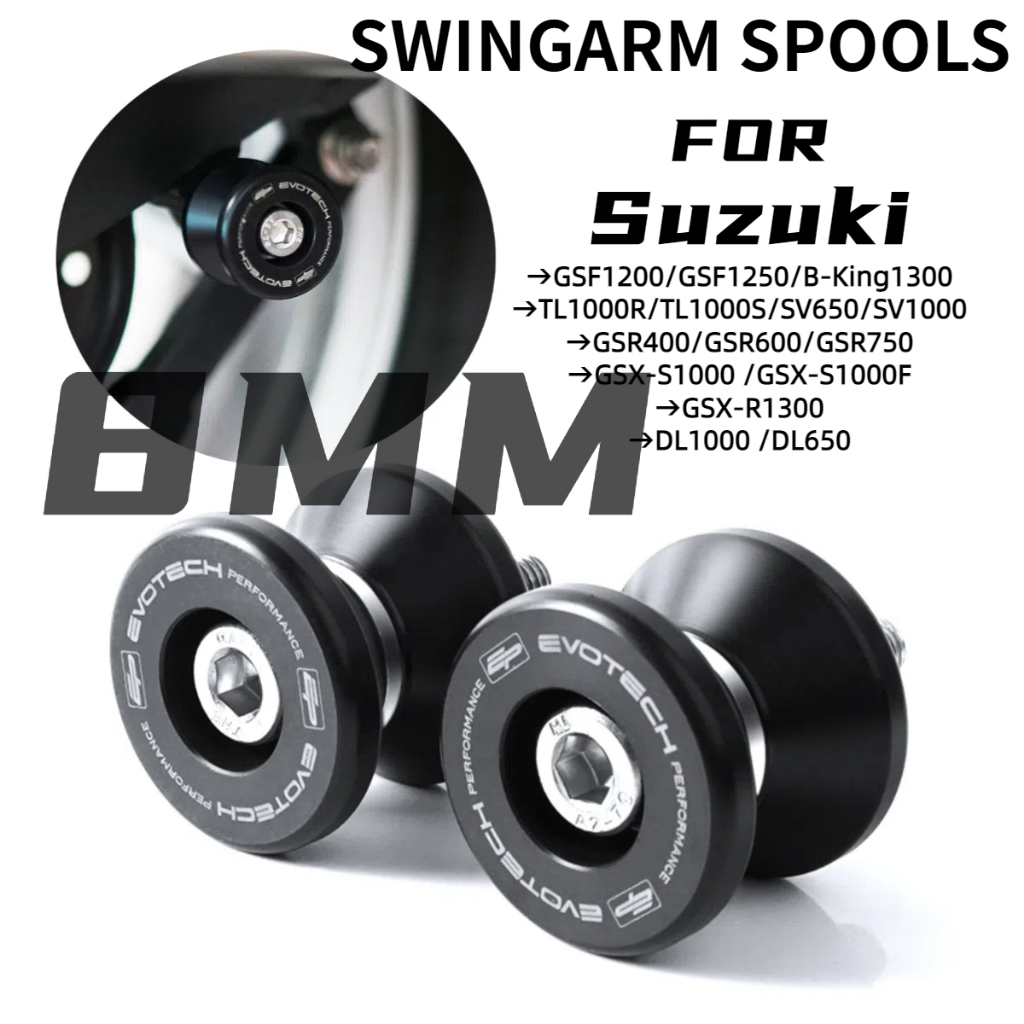 สําหรับ Suzuki GSX-S1000/S1000F SV650/1000 GSF1200/1250 B-King1300 GSXR600/750/1000 GSX-R1300 รถจักรยานยนต์อุปกรณ์เสริม M8 Swingarm Spool รักษาขาตั้งสกรูสลักเกลียว Slider 8 มม.