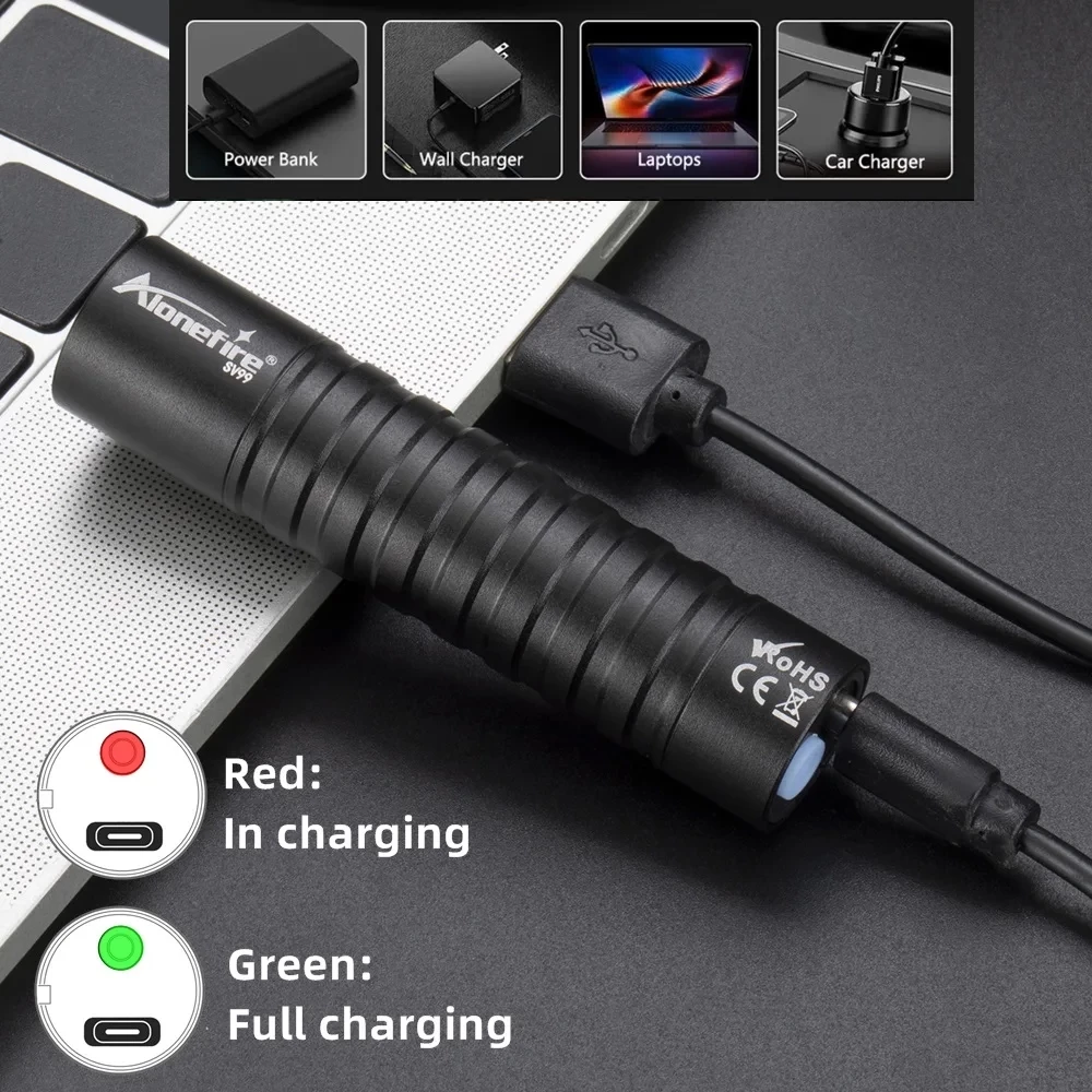 ไฟฉาย UV Alonefire SV99 365nm/395nm ชาร์จ USB thumbnail 8