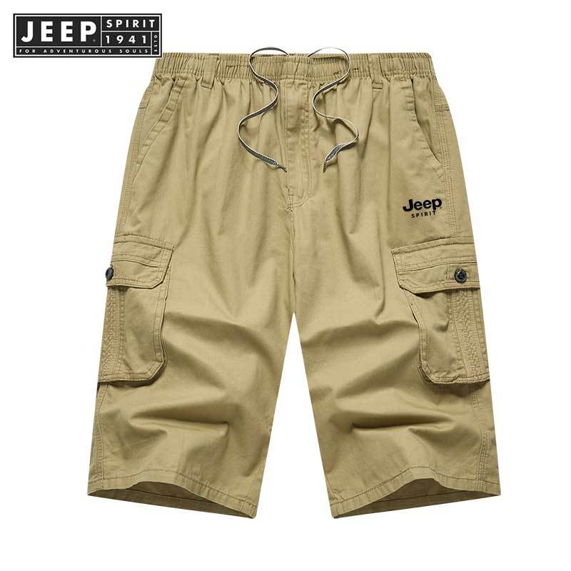 Jeep SPIRIT 1941 ESTD 2024 workwear กางเกงขาสั้นผู้ชายฤดูร้อนบางหลวมสบายๆกางเกงตัด