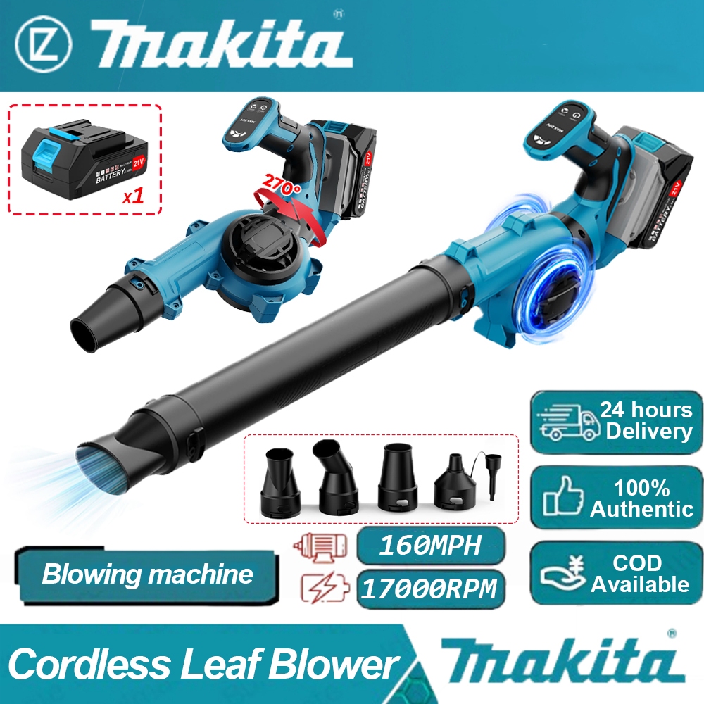 Powdeom เครื่องเป่าลมไฟฟ้าแบบไม่มีแปรงไร้สาย Leaf Blower ใบตกหิมะเครื่องมือทําความสะอาดฝุ่นสําหรับ Makita 21V แบตเตอรี่