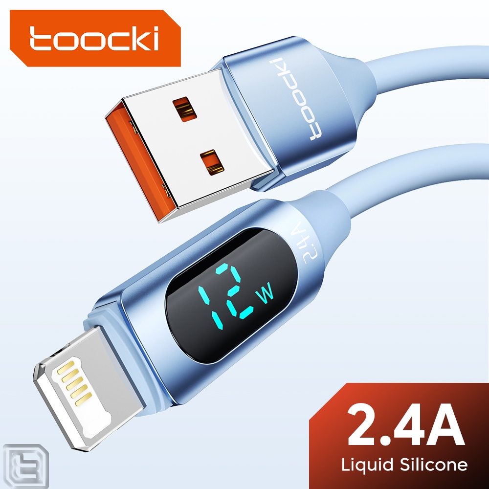 Toocki 2.4A 12W USB ถึง 10S สายเคเบิลข้อมูลสายชาร์จเร็วพร้อมจอแสดงผล LED ดิจิตอลสําหรับ 8 9 10 11