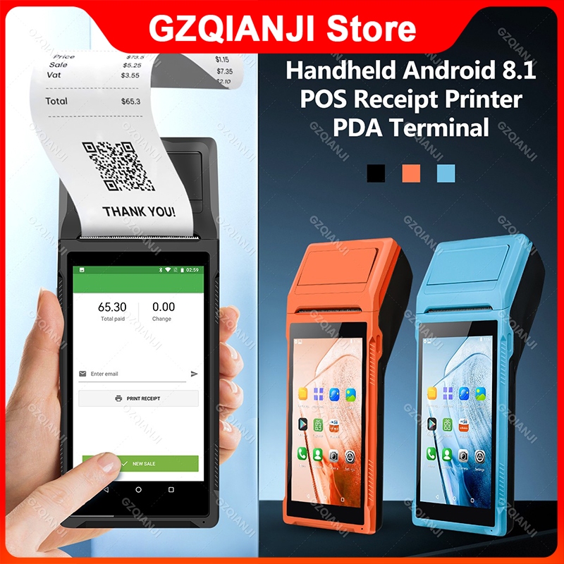 เครื่องพิมพ์ใบเสร็จ POS มือถือ Android 8.1 เทอร์มินัล PDA รองรับ​​ Loyverse POS, Ocha Staff, Zobaze 