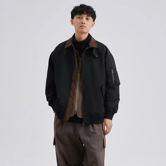 EERSHENSHI เสื้อแจ็คเก็ตผู้ชายเย็บย้อนยุคชุดทํางานhigh street Insแบรนด์อินเทรนด์หลวมLapel top