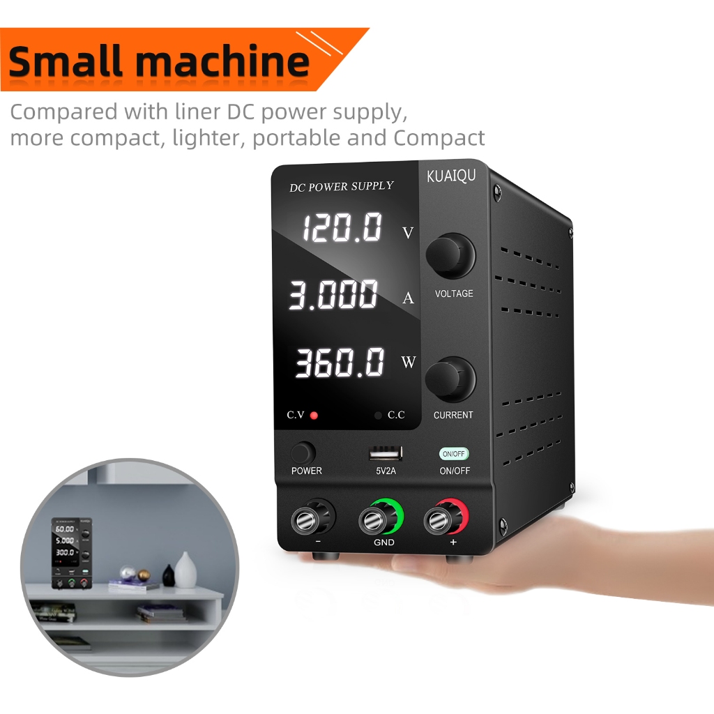 KUAIQU เครื่องจ่ายไฟ (ส่งเร็วจากไทย) DC Power Supply 30V 10A 120V 3A สําหรับห้องปฏิบัติการแหล่งจ่ายไฟ DC SPPS-C1203 จอแสดงผล LED 4 หลัก อินเตอร์เฟซ USB