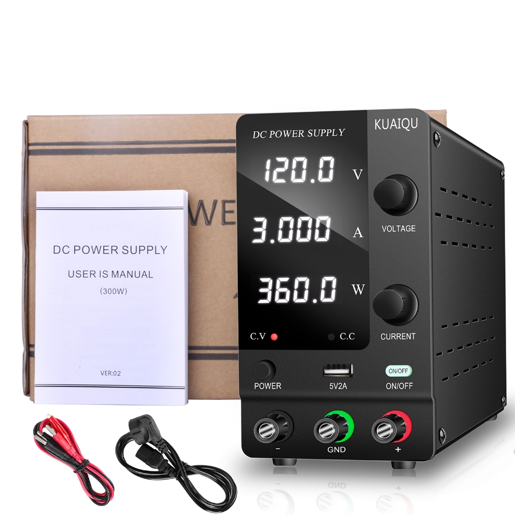 KUAIQU เครื่องจ่ายไฟ (ส่งเร็วจากไทย) DC Power Supply 30V 10A 120V 3A สําหรับห้องปฏิบัติการแหล่งจ่ายไฟ DC SPPS-C1203 จอแสดงผล LED 4 หลัก อินเตอร์เฟซ USB