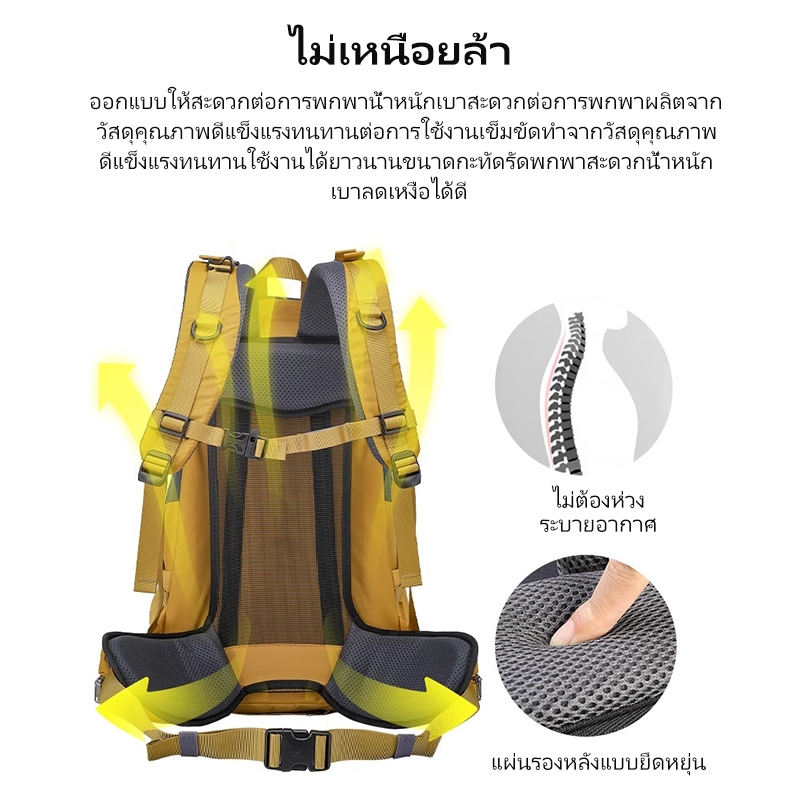 SPORT 40Lกระเป๋าเดินป่ากันน้ําความจุขนาดใหญ่ที่เดินทางมาพักผ่อนที่ได้รับการเดินทางมา[ฝากระโปรงกันฝน]
