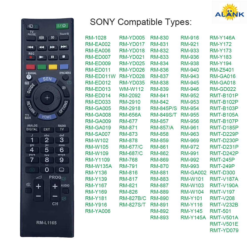 Remote รีโมททีวี SONY Smart TV RM-L1165