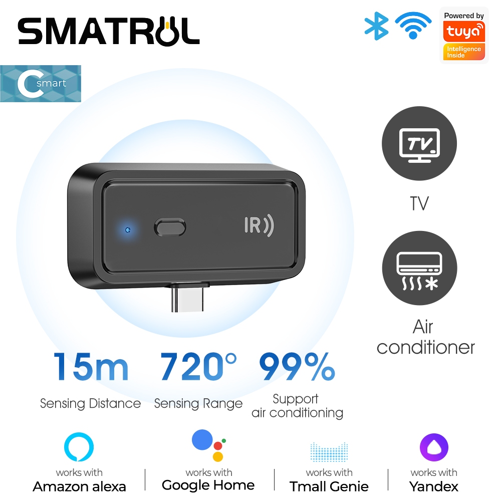 Smatrul Tuya สมาร์ท IR รีโมทคอนโทรล Universal WiFi รีโมทคอนโทรลอินฟราเรดสําหรับ TV DVD เครื่องปรับอากาศสนับสนุน Alexa Google Home
