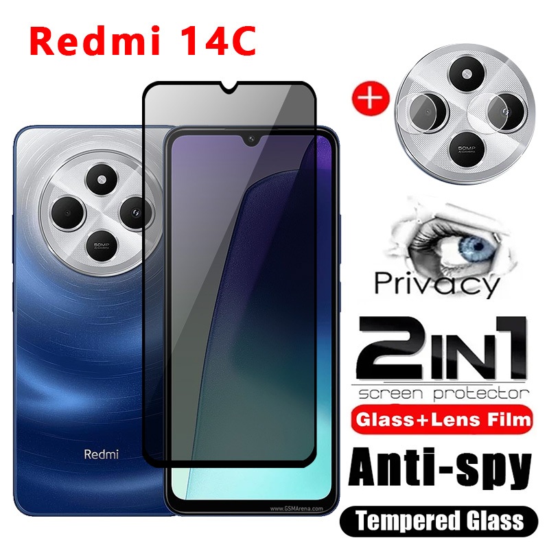 Redmi 14C 15C POCO C75 4G 2024 ความเป็นส่วนตัวกระจกนิรภัยป้องกันหน้าจอคลุมทั้งหมดฟิล์มป้องกันโทรศัพท