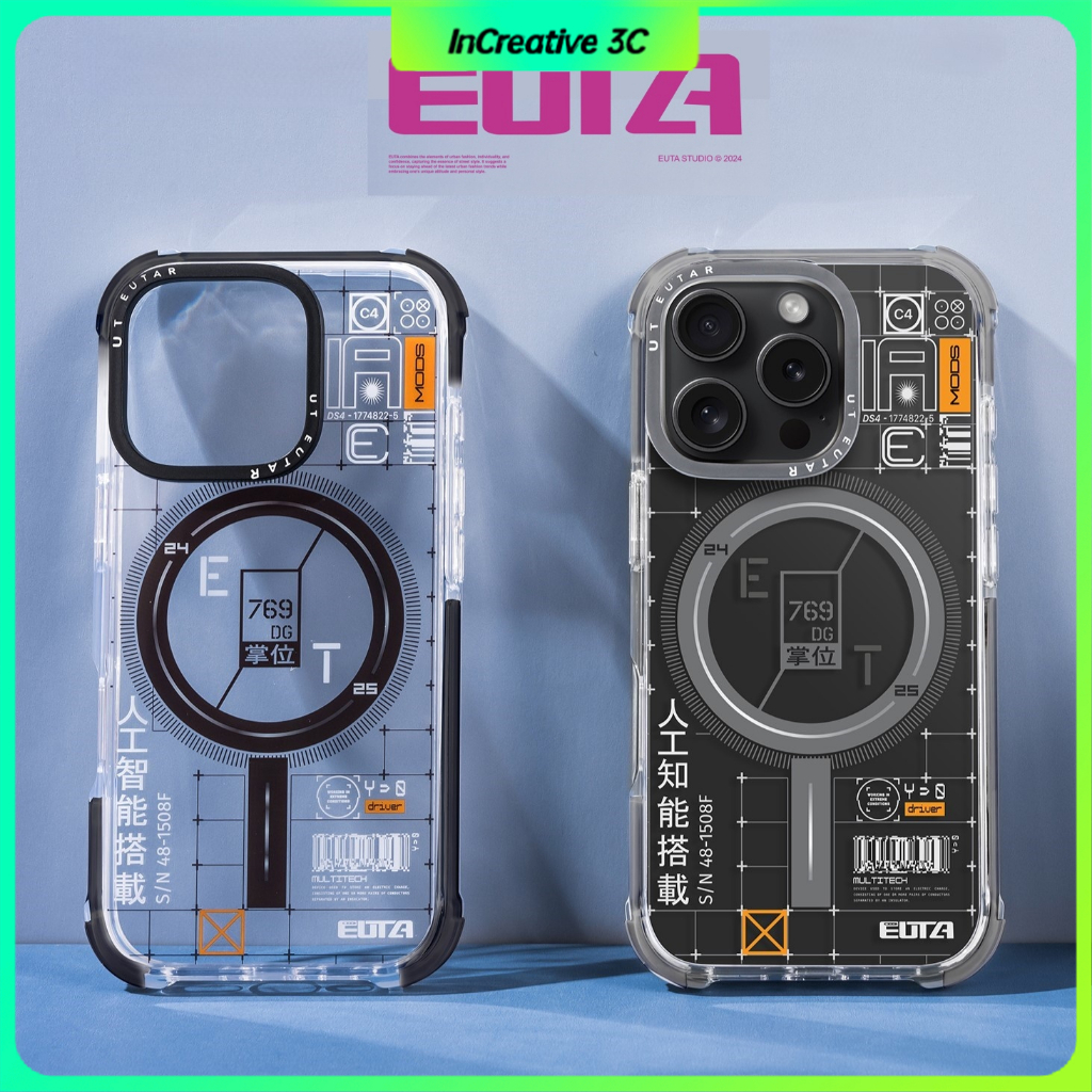 Euta เคสไอโฟน 16 pro max เคส Magenetic แบบใสสําหรับ iPhone 16 Pro Max / 16 Pro / 16 เคสกันกระแทกป้องกันสีเหลืองระดับพรีเมียม